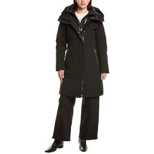 Mackage Womens  Leather-Trim Cown Coat, Black